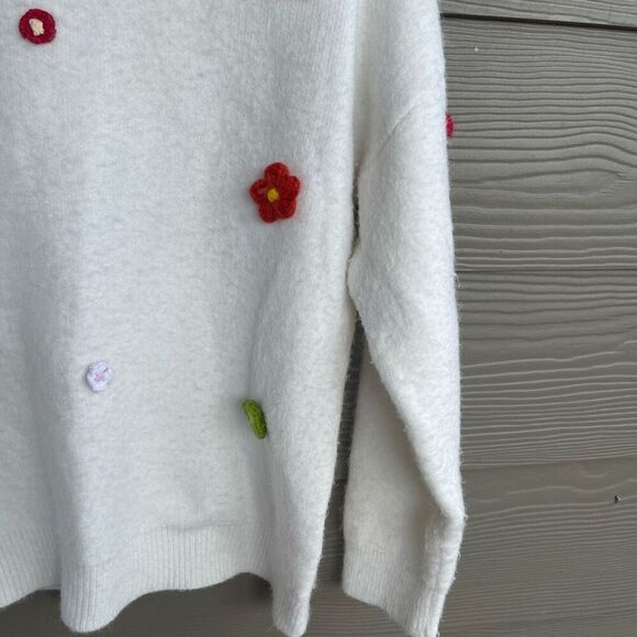 VRG girl y2k flower appliqué wool blend sweater - Picture 6 of 7